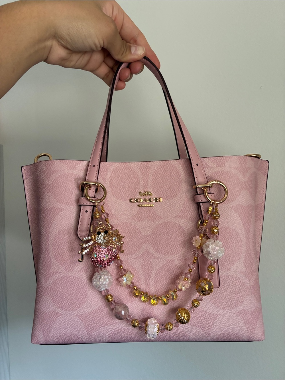 Pinkween Crystal Spider Charm Beaded Bag Charm